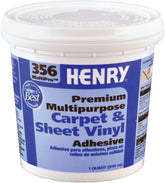 Henry 356C MultiPro 356-030 Carpet and Sheet Adhesive, Paste, Mild, Pale Yellow, 1 qt, Pail